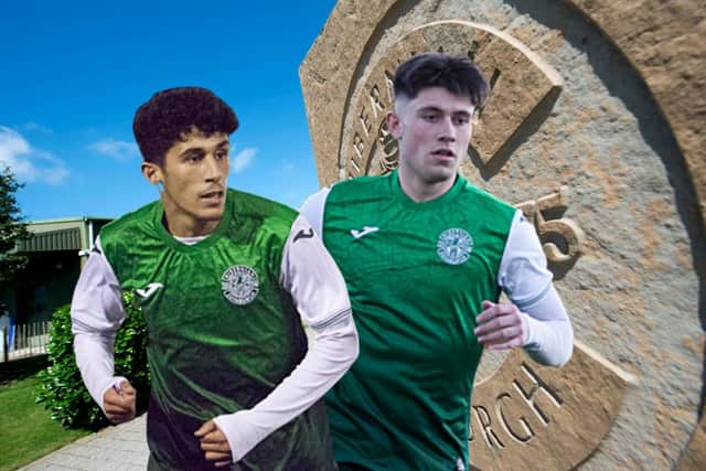 Malik Zaid, left, and Connor Young with a brace got the goals in Hibs U18s' 3-0 win against Aberdeen. Picture: Maurice Dougan