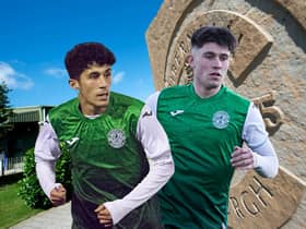 Malik Zaid, left, and Connor Young with a brace got the goals in Hibs U18s' 3-0 win against Aberdeen. Picture: Maurice Dougan