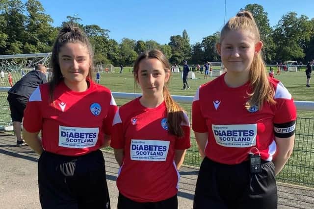 Laura Blackie, Emily Reid and captain Emily Clarke who are excelling in helping justify a jersey sponsorship from Diabetes Scotland.