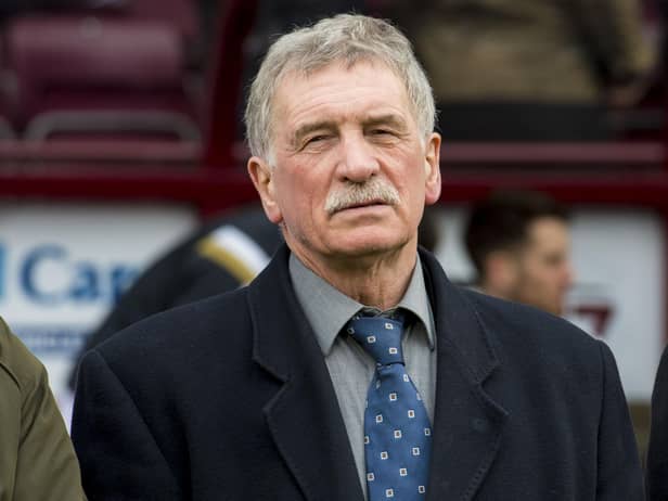 Former Hearts forward Drew Busby has died aged 74.