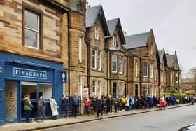 This picture of the huge queue outside Fin and Grape was taken at noon on Saturday, February, 20. Photo credit: David Key.
