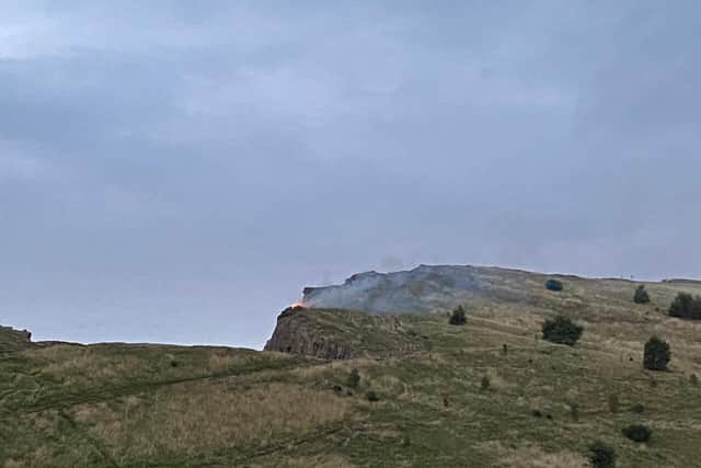 The fire at the Salisbury Crags in Edinburgh on Monday night.