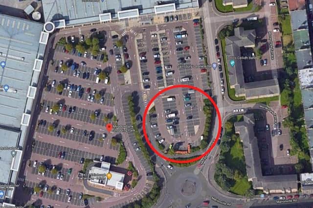 The site would cover roughly half of the car parking spaces that sit in front of the Sainsbury’s store.