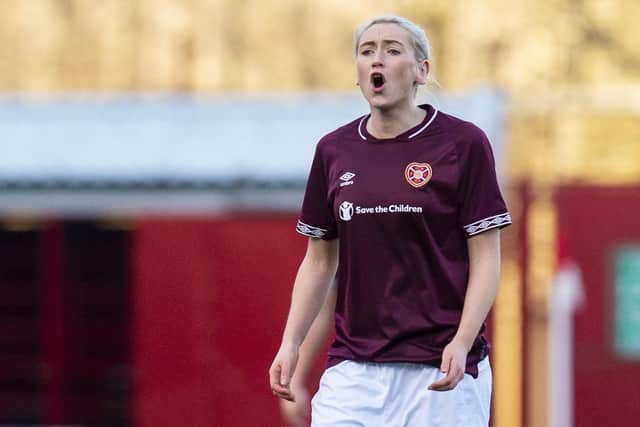 Mariel Kaney in action for Hearts during a match at Hamilton Accies in 2019. Picture: SNS