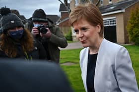 Scotland's First Minister Nicola Sturgeon leaves her home in Glasgow, Scotland. Picture: Jeff J Mitchell/Getty Images