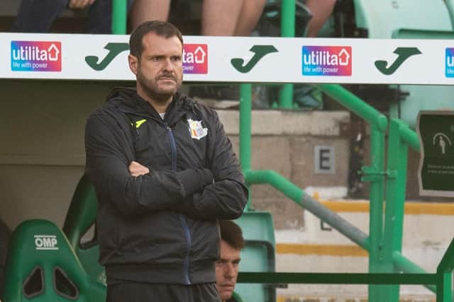 Santa Coloma manager Albert Jorquera looks on during the Europa Conference League qualifier against Hibs