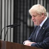 Prime Minister Boris Johnson addresses the nation as he announces his resignation outside 10 Downing Street.