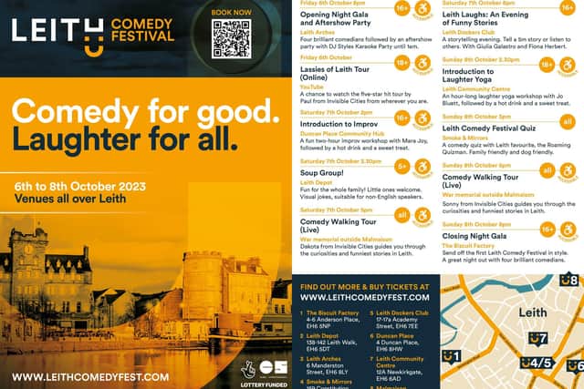 The Leith Comedy Festival 2023 programme of events.