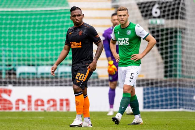 Ryan Porteous was in amongst the action for Hibs against Rangers on Sunday. Picture: SNS