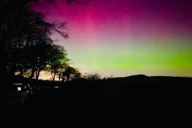A breathtaking display of pink and green lights were snapped from the Bathgate hills in West Lothian.