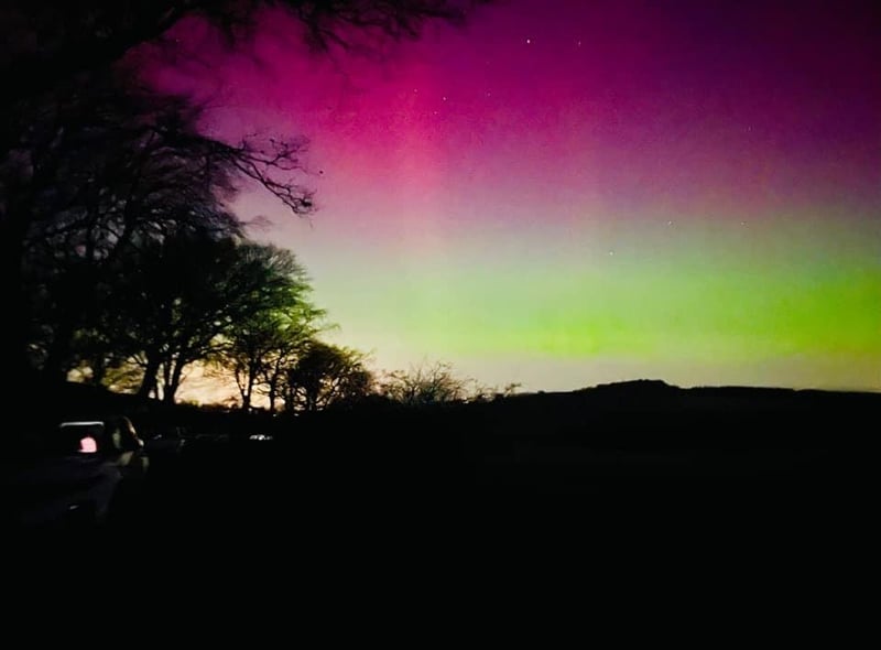 A breathtaking display of pink and green lights were snapped from the Bathgate hills in West Lothian.