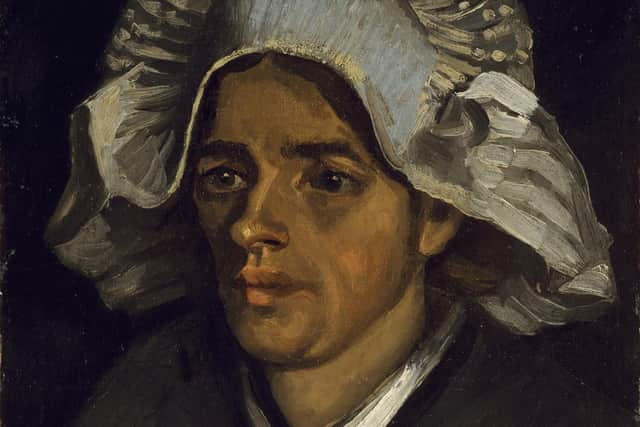 The Head of a Peasant Woman by Vincent Van Gogh, with the artist's hidden self-portrait found on the back of the canvas. PIC: NGS.