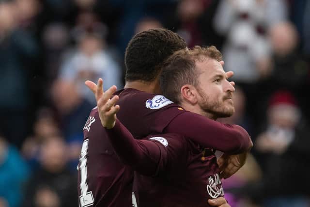 Andy Halliday scored two goals for Hearts against Motherwell.