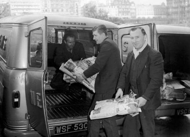 Evening News being loaded into a van in Market Street. Picture: TSPL