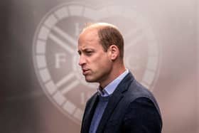 Prince William reacts during his visit to Hearts Football Club in Edinburgh, where he learned about 'The Changing Room' programme launched by the Scottish Association for Mental Health in 2018. (Photo by Jane Barlow / POOL / AFP)