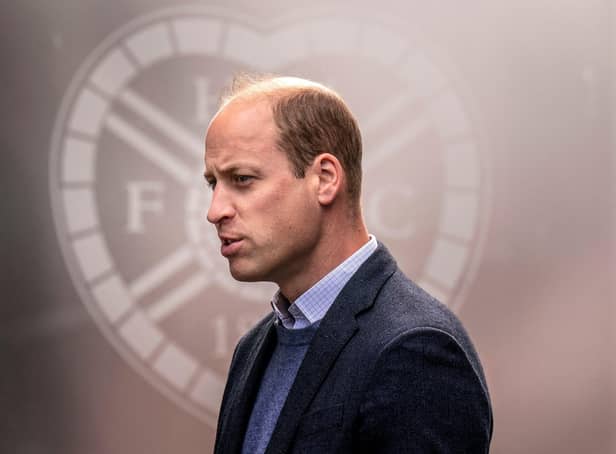 Prince William reacts during his visit to Hearts Football Club in Edinburgh, where he learned about 'The Changing Room' programme launched by the Scottish Association for Mental Health in 2018. (Photo by Jane Barlow / POOL / AFP)