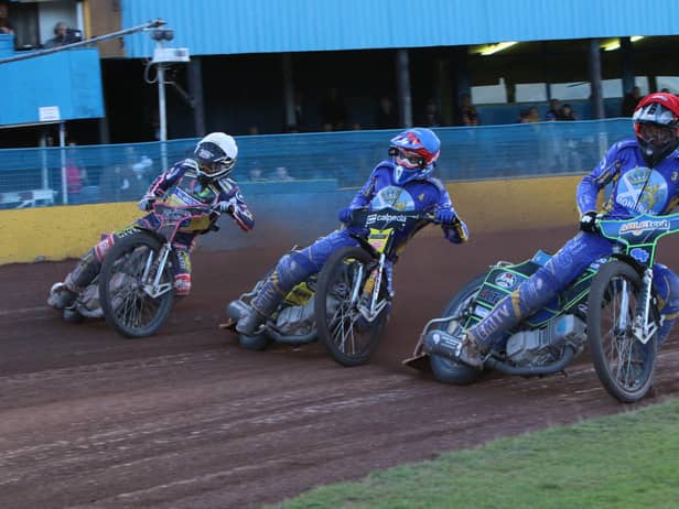 Kye Thomson (red helmet) enjoyed a fine night for the Monarchs. Picture: Jack Cupido.