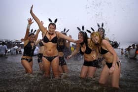 These girls dressed as bunny girls before taking the plunge for the annual Loony Dook in 2008.