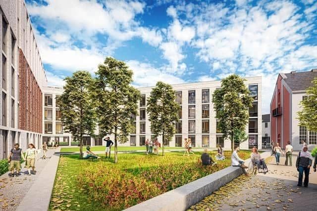 The old school site on McLeod Street at the back of Hearts’ Tynecastle Stadium will be turned into 468 student flats. The original school hall will be repurposed as a central amenity hub in a courtyard space with high quality shared facilities.
