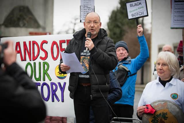 Alastair Old pictured at the protest last weekend. Photo by Angus Laing.