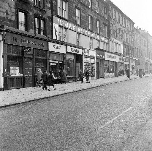 Along the east side of Lothian Road in 1966, you can see the likes of The Lothian Bar, Benny’s, Mister Smith’s, Milk Bar and of course the Olympic Health Club for Men.