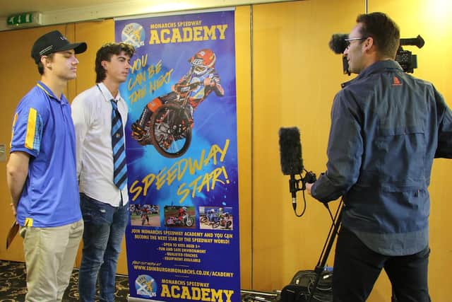 Edinburgh Monarchs duo Kye Thomson, right, and Jacob Hook, spoke to the media about their excitement for the future. Picture Jack Cupido.