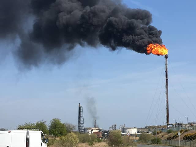 Unplanned flaring at Mossmorran petro chemical plant,  April 21 2019
