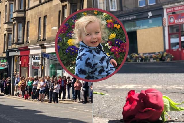 Dozens of locals showed up on Morningside Road to say goodbye to the Edinburgh toddler