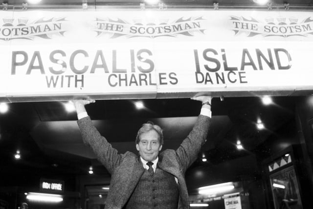 Actor Charles Dance in Edinburgh for a Scotsman-sponsored screening of his film 'Pascali's Island' in February 1989 at the Cameo Cinema. After the screening he was interviewed by Sheena McDonald.
