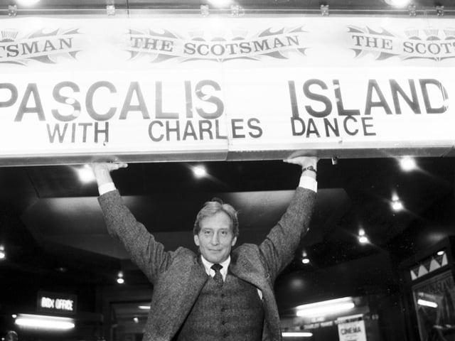 Actor Charles Dance in Edinburgh for a Scotsman-sponsored screening of his film 'Pascali's Island' in February 1989 at the Cameo Cinema. After the screening he was interviewed by Sheena McDonald.