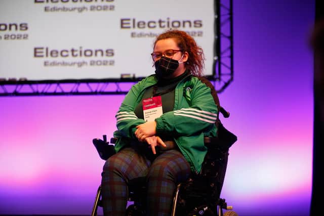 Kayleigh O'Neill was elected as a new Scottish Greens Councillor for Forth Ward, Edinburgh, on May 6. (Photo credit: Scott Louden)