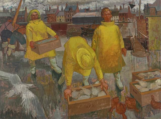 Morris Grassie's 1957 painting The Sou'Westers, Arbroath is part of the new exhibition. Picture: Antonia Reeve