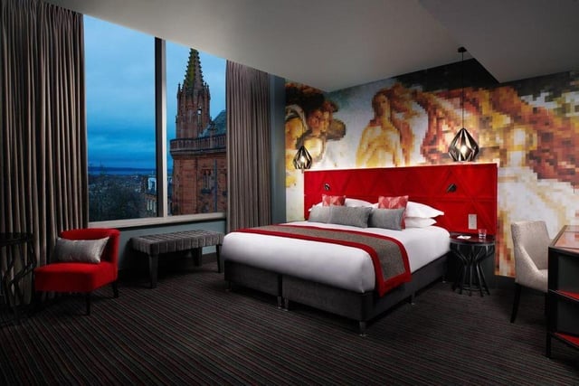 Where: 22 St Andrew Square, Edinburgh EH2 1AY. Elle says: With murals behind the beds that range from urban cityscapes to Renaissance-worthy masterpieces, the city-centre Malmaison in Edinburgh doesn’t do understated.