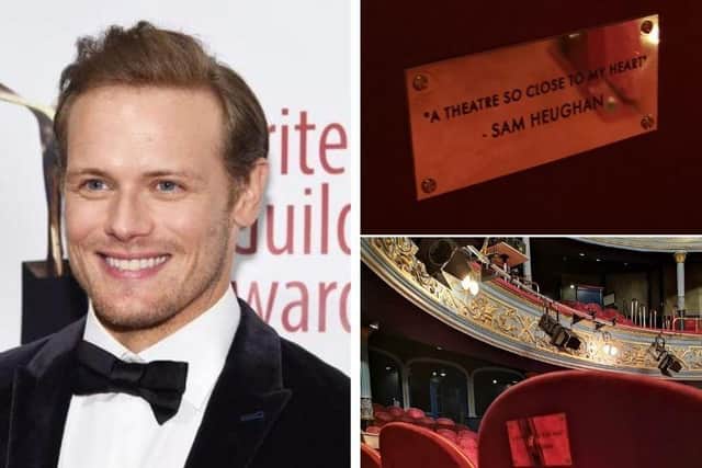 The Lyceum Theatre has dedicated a seat to Sam Heughan after fundraiser in his name raises over £50,000.