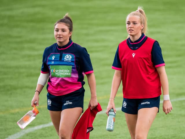 Scotland's Evie Willis (left) and Eva Donaldson during a training session at the Oriam,.  (Photo by Ross Parker / SNS Group)