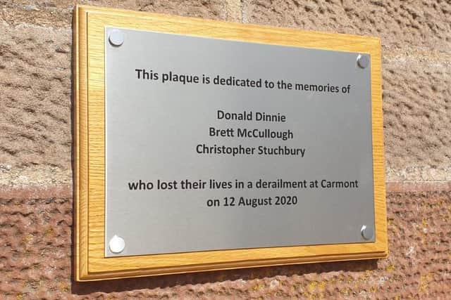 A memorial plaque was unveiled at Stonehaven Station today. Picture: ScotRail