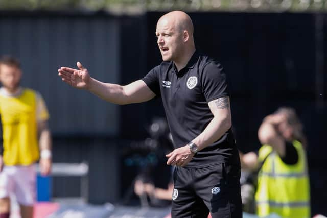 Hearts interim manager Steven Naismith issues instructions during the draw at St Mirren.