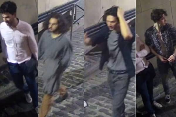 CCTV images of four men following a serious assault on Frederick Street in Edinburgh in September last year (Photo: Police Scotland).