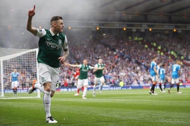 Anthony Stokes playing for Hibs against Rangers at Hampden Park in 2015 (Getty Images)