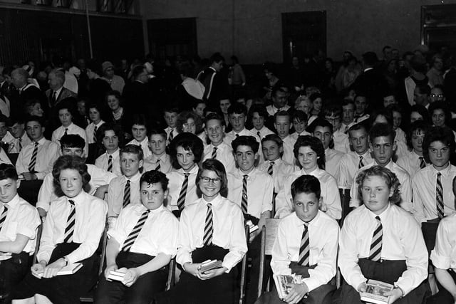 Pupils at Musselburgh School's prize-giving ceremony in June 1963.