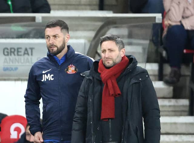 Jamie McAllister, left, with Lee Johnson during their time at Sunderland