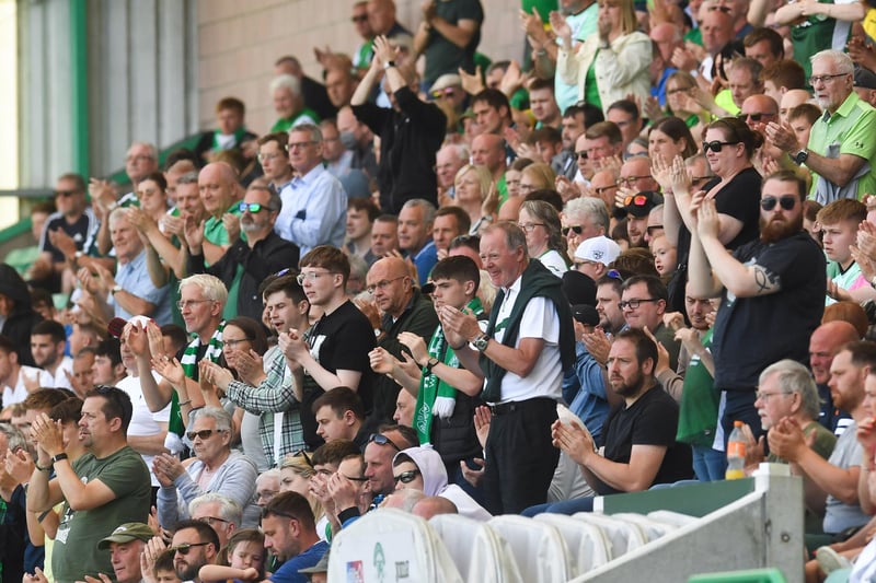 Hibs fans enjoy a 5-0 win over Clyde in the Premier Sports Cup group match, the first competitive game of the season