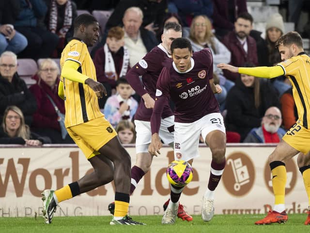 Toby Sibbick in action at Tynecastle Park the last time Hearts met Livingston. Picture: SNS