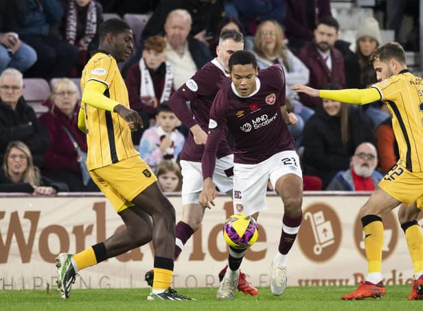Toby Sibbick in action at Tynecastle Park the last time Hearts met Livingston. Picture: SNS