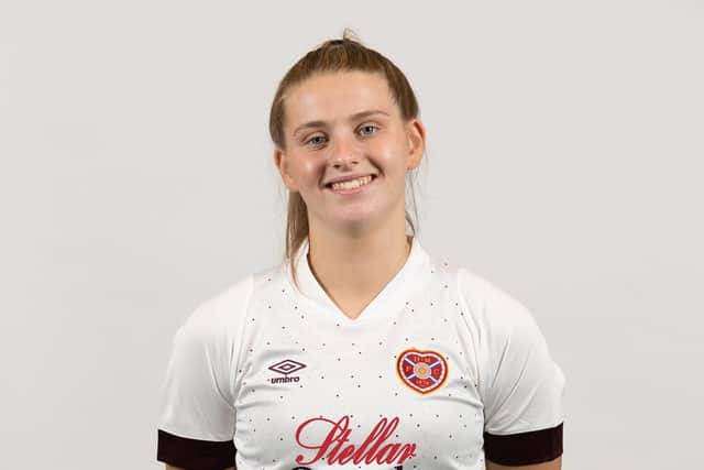 Monica Forsyth joined on loan from Celtic in December 2020 before signing permanently. Credit: Hearts Women.