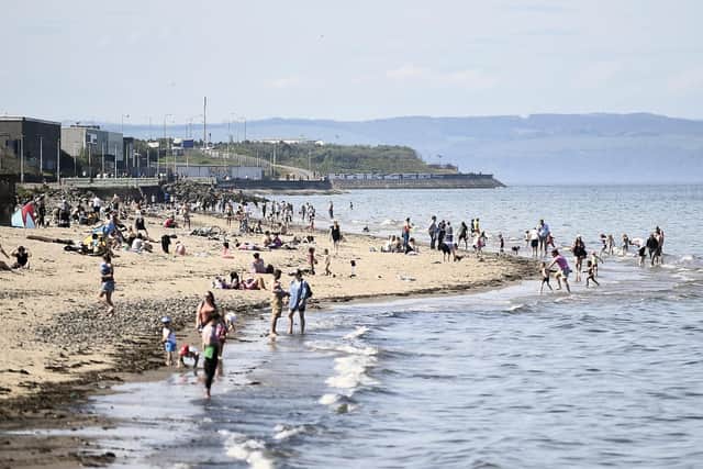 People flocked to Portobello Beach yesterday despite the two metre social distancing rule