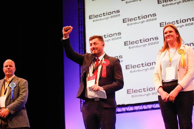 Labour's Cammy Day celebrates his re-election to Edinburgh Council