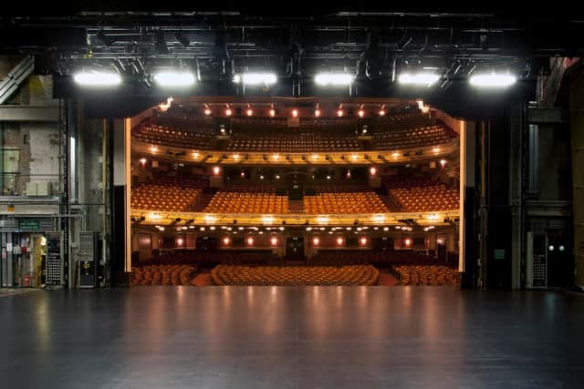 The auditorium of the Festival Theatre as viewed from behind the stage.