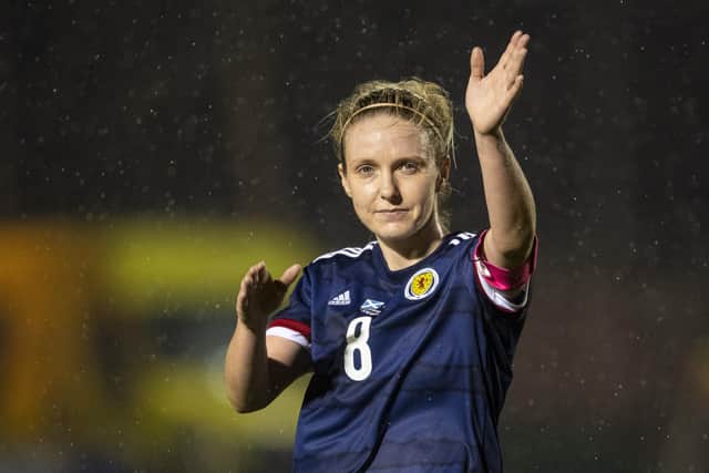 Scotland international Rachael Boyle has started her post-birth rehab hopes to soon be back in action for Hibs soon. Photo: Ross MacDonald / SNS Group