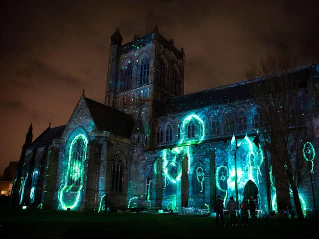 Paisley Abbey is playing host to the open-air spectacle About Us until 6 March. Picture: Lesley Martin